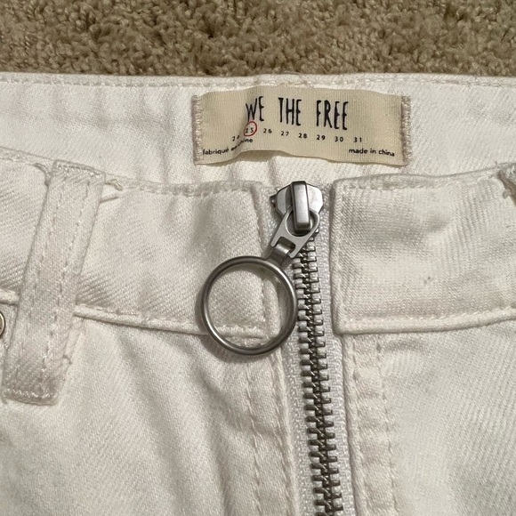 NWOT {We The Free} by Free People zip it up mini white distressed denim skirt. - Picture 9 of 15